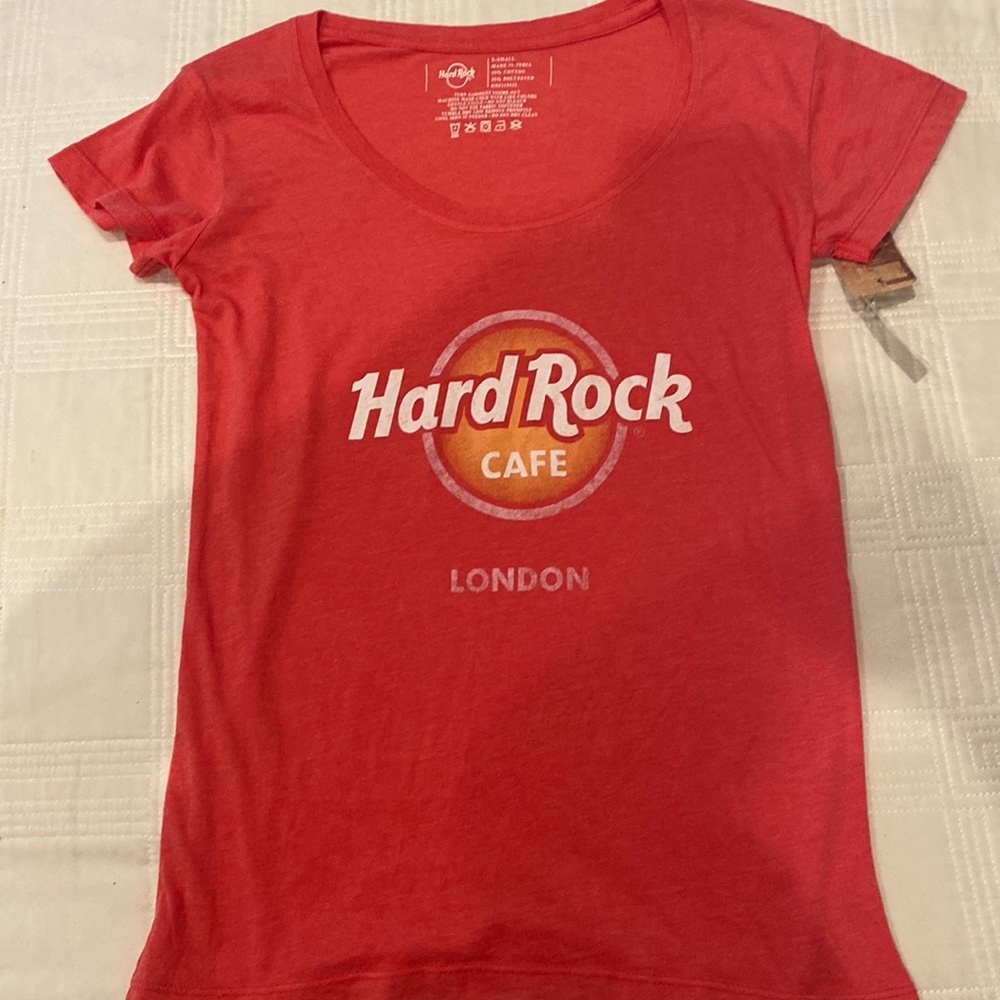 Hard Rock Cafe London ladies soft red T-shirt - X Small (OL)